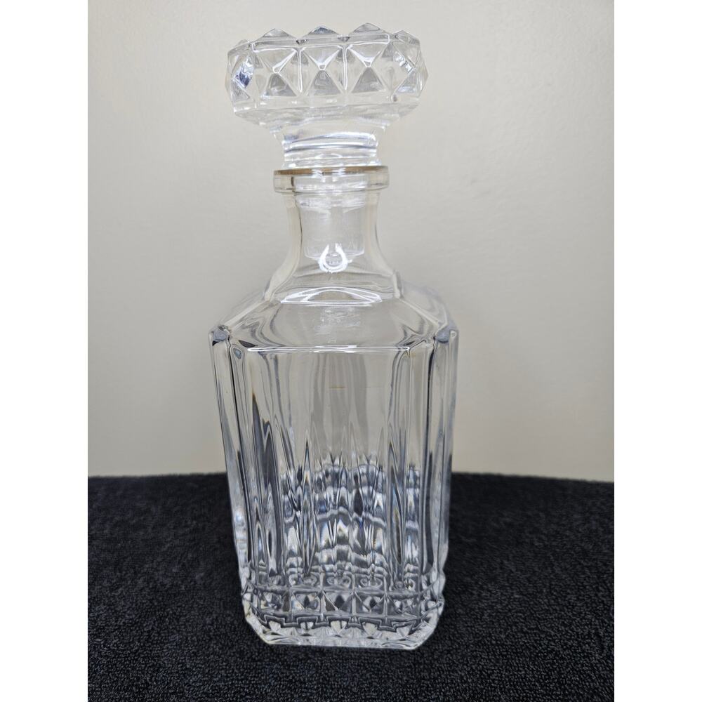Vintage Clear Crystal Liquor Decanter Diamond Point